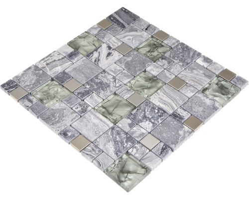 Mosaikfliese aus Marmor, Glas und Metall