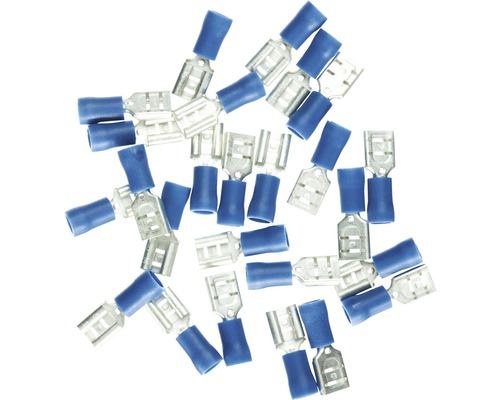 Haupa BLV260394 Flachsteckhülse isoliert 1,5-2,5 mm² blau 25 Stück Kabelschuhe mit blauem Isolierrohr, Set