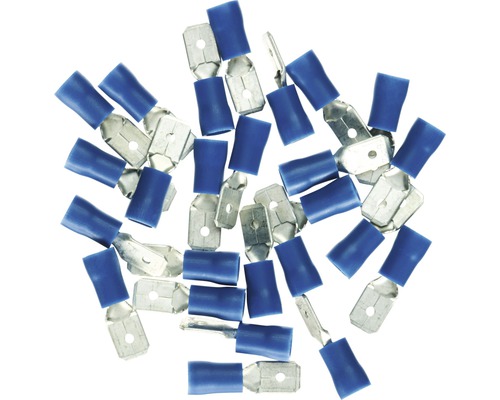 Haupa BLV260424 Flachstecker isoliert 1,5-2,5 mm² blau 25 Stück Blaue Kabelschuhe als Flachstecker für elektrische Verbindungen