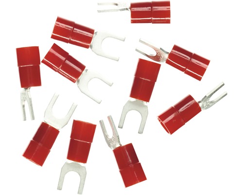 Haupa BLV260860 Gabelkabelschuh isoliert 10 mm² rot 10 Stück Mehrere Kabelschuhe mit Gabelform und Isolierung