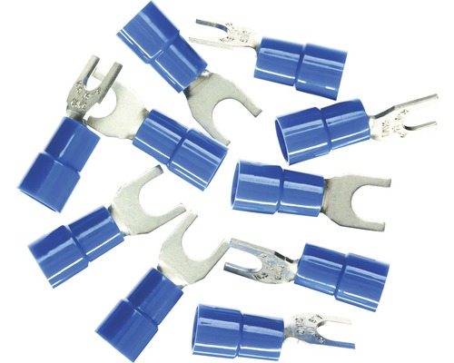 Haupa BLV260863 Gabelkabelschuh isoliert 16 mm² blau 10 Stück Mehrere Kabelschuhe mit Gabelform und Isolation