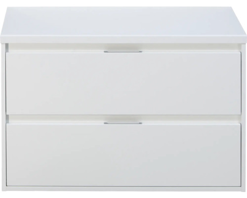 Waschtischunterschrank Porto 90 cm mit Waschtischplatte weiß hochglanz