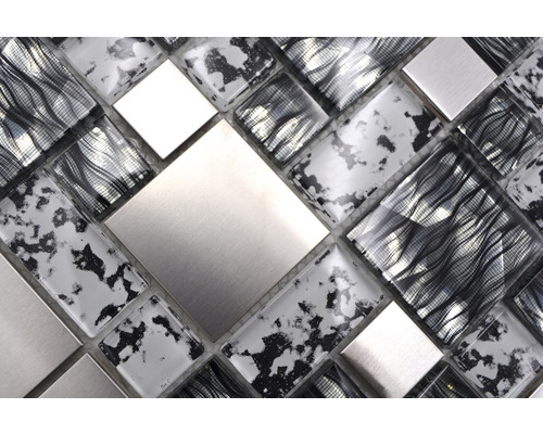 Glasmosaik mit Metall Crystal XCM MC629 30,0x30,0 cm | HORNBACH