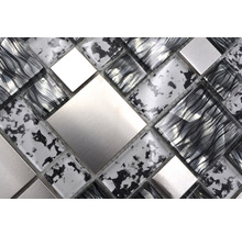 Glasmosaik mit Metall Crystal XCM MC629 30,0x30,0 cm schwarz silber-thumb-6