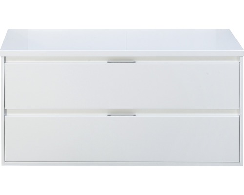 Waschtischunterschrank Porto 120 cm mit Waschtischplatte weiß hochglanz
