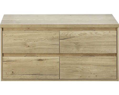 Waschtischunterschrank Porto 120 cm mit Waschtischplatte 4 Schubladen Eiche natur