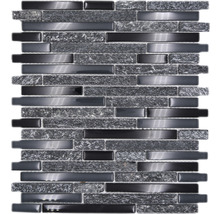 Glasmosaik mit Naturstein XCM MV798 grau/schwarz 29,8x33,8 cm-thumb-0