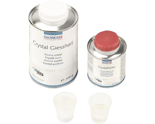 Glorex Crystal Giessharz Set mit Gießharz, Härter und Mischbechern