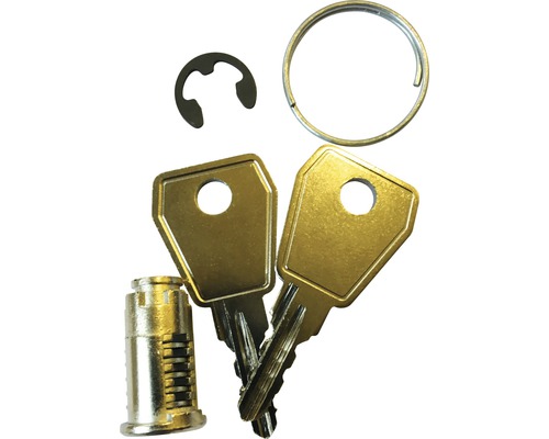 Schließzylinder mit zwei Schlüsseln, Sicherungsring und Sprengring