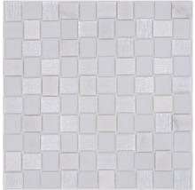 Glasmosaik mit Naturstein XCM R07 mix weiß 27,3x27,3 cm-thumb-0