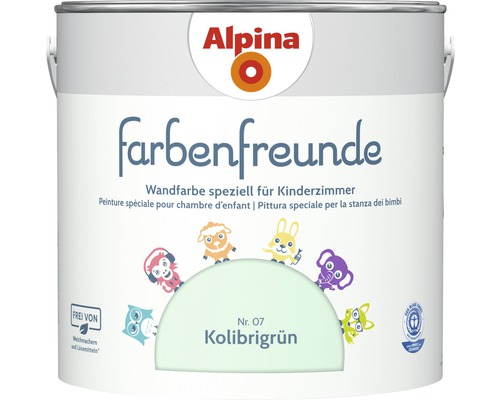 Alpina konservierungsmittelfreie Wandfarbe Farbenfreunde Kolibrigrün 2,5 l