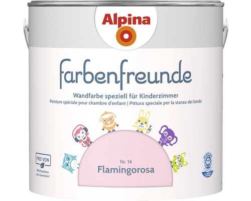 Alpina konservierungsmittelfreie Wandfarbe Farbenfreunde Flamingorosa 2,5 l