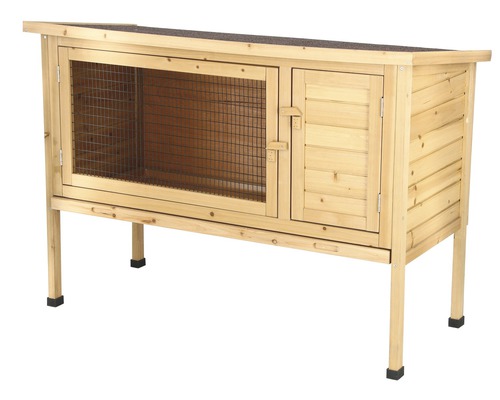 Holzkaninchenstall mit Gittertür und Dach