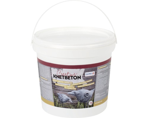 Creative-Knetbeton Modelliermasse witterungsbeständig und frostbeständig lufthärtend 1 kg Eimer mit Kreativ Knetbeton von Glorex, 1 kg