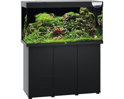 Komplett-Aquarium mit Unterschrank, bepflanzt und mit Fischen besetzt