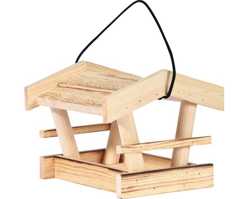 Vogelhaus dobar Vogelfutterhaus zum Hängen 19x18x16cm, mit Brandmaserung Holz Vogelhaus aus Holz mit Dach und Aufhängung