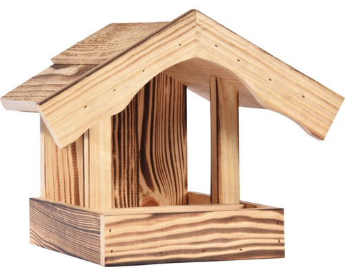 Vogelhaus dobar Vogelfutterhaus für Wandbefestigung 19x26x20cm, mit Brandmaserung Holz