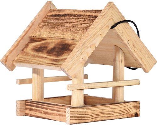 Vogelhaus dobar Vogelfutterhaus zum Hängen 22x20x22cm, mit Brandmaserung Holz