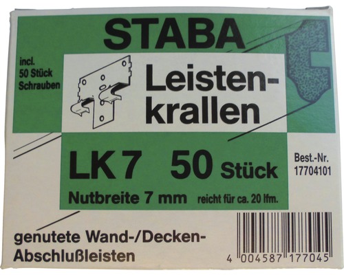 STABA Leistenkrallen LK7 50 Stück inklusive Schrauben zur Befestigung von Wand- und Deckenabschlussleisten