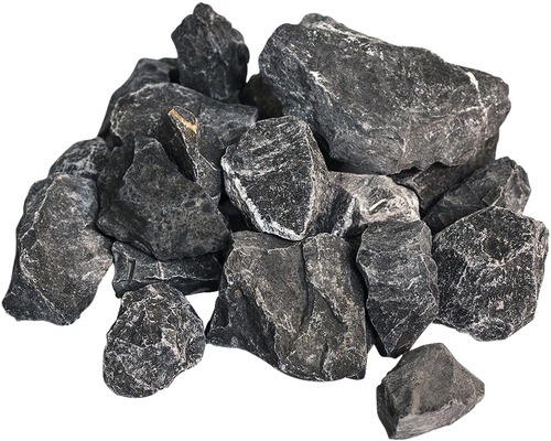 Splitt Nero Imperial 30-60 mm 250 kg anthrazit schwarz Stapel grauer Steine zur Gartendekoration