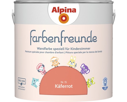 Alpina konservierungsmittelfreie Wandfarbe Farbenfreunde Käferrot 2,5 l