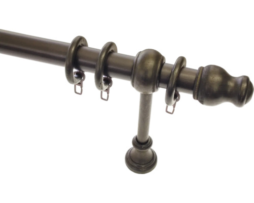 Gardinenstangen Set Lugano Classic kolonial 200 cm Ø 28 mm Gardinenstange mit Ringen und Halterung