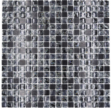 Glasmosaik mit Naturstein XIC 1028 schwarz 30,5x30,5 cm-thumb-0