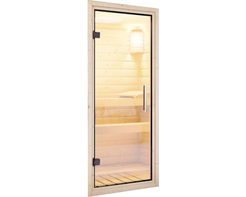 Sauna Türelement Karibu für38/40 mm Saunen mit Ganzglastüre aus Klarglas 175x65,6x0,8 cm-0