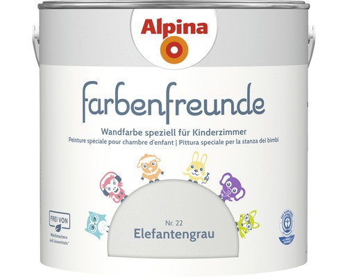 Alpina konservierungsmittelfreie Wandfarbe Farbenfreunde Elefantengrau 2,5 l