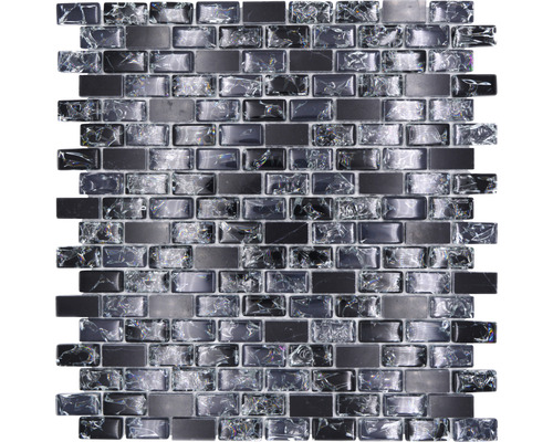 Glasmosaik mit Naturstein XIC B1128 schwarz 30x28,5 cm-0