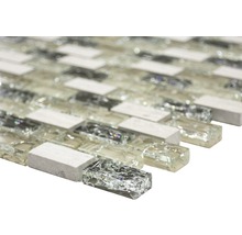 Glasmosaik mit Naturstein XIC B1152 mix graugrün 30x28,5 cm