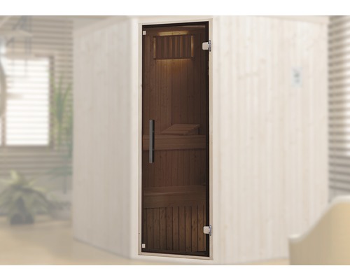 Sauna Türelement Weka mit klarglas Ganzglastüre 1740x510x67 mm Saunakabine mit Glastür und Holzverkleidung