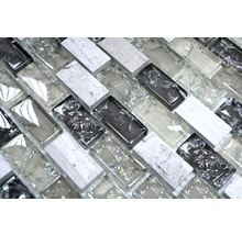 Glasmosaik mit Naturstein XIC B1152 mix graugrün 30x28,5 cm