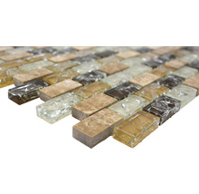 Glasmosaik mit Naturstein XIC B1153 braun/beige 30x28,5 cm