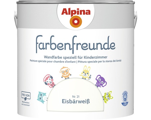 Alpina konservierungsmittelfreie Wandfarbe Farbenfreunde Eisbärweiß 2,5 l