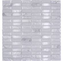 Glasmosaik mit Naturstein XIC S1211 weiß 32,2x31 cm-thumb-0