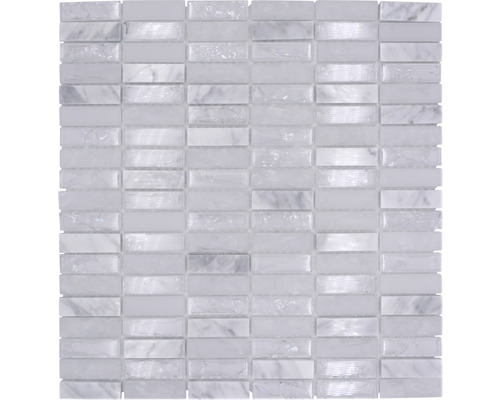 Glasmosaik mit Naturstein XIC S1211 weiß 32,2x31 cm-0