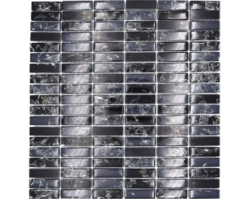 Glasmosaik mit Naturstein XIC S1228 schwarz 32,2x31 cm