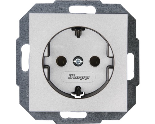 Kopp 949347558 Steckdose Athenis 55 stahlfarben Steckdose mit Kopp Logo