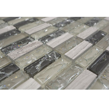 Glasmosaik mit Naturstein XIC S1252 mix graugrün 32,2x31 cm-thumb-2