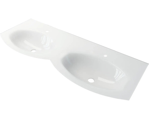 Baden Haus Doppelwaschtisch Möbelwaschtisch VAGUE 138 x 51 cm weiß glänzend 82412 Doppelwaschtisch aus Sanitärkeramik für das Badezimmer