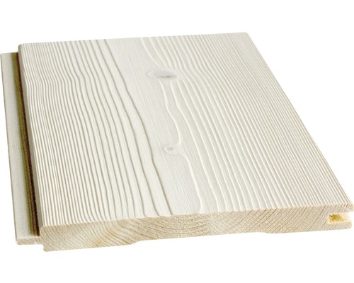 Faseprofil Fichte strukturiert weiß endbehandelt 13,5x145x2500 mm Nut- und Federbrett aus Holz
