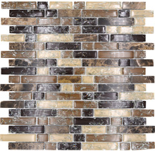 Glasmosaik mit Naturstein XIC V1355 29,8x30,5 cm braun