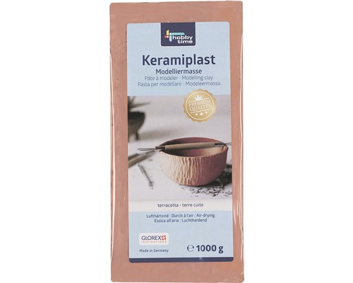 Keramiplast Modelliermasse gebrauchsfertig lufthärtend hohe Standfestigkeit terracotta 1 kg Keramiplast Modelliermasse, 1000 Gramm, lufthärtend