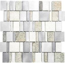Mosaikfliese aus Naturstein und Metall
