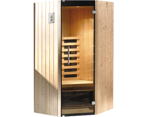 Infrarotkabine Weka Tanilla Eck 99x99x190 cm Sauna mit Holzverkleidung und Glastür