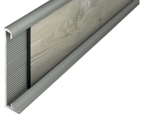 Prinz Sockelleiste Aluminium ungelocht titan 11x60x2700 mm Querschnitt einer Wandverkleidung mit Paneel
