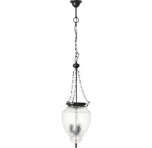Hängelampe mit Kettenaufhängung und gemustertem Glasschirm
