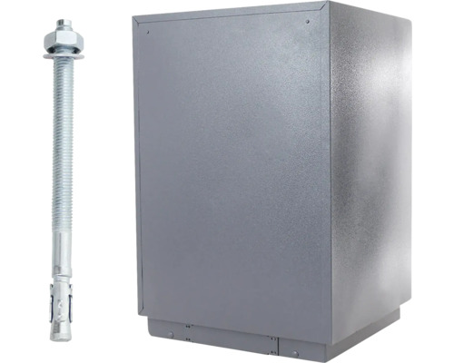 Grauer Tresor mit Ankerbolzen