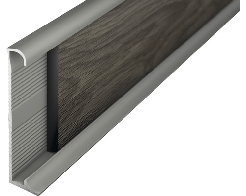 Prinz Sockelleiste Aluminium titan ungelocht 270 x 6 cm Sockelleiste mit Holzdekor und Aluminiumprofil